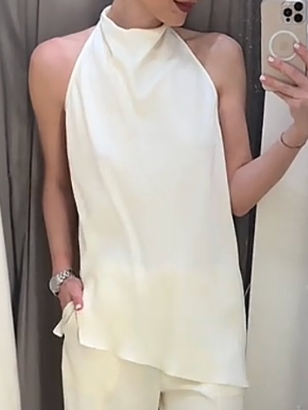 Zara Asymmetrical Satin Halter Top 2753/253/712 - Size Small
